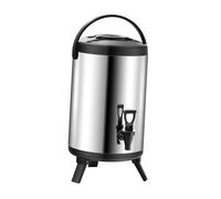 Wswqop Distributeur de Boissons Isotherme En Acier Inoxydable, Récipient à Double Paroi avec Robinet, Couvercle En Spirale Alimentaire, Base Anti-obstruction, 6L