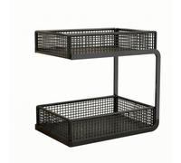 Wswqop Étagère Rangement Bureau En Métal à 2 Multifonction Étagère Rangement En Fil Métallique à 2 Élégant pr Cuisine, Noir