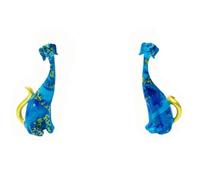 Wswqop Figurine Décorative en Résine Chien Statuette Sculpture Mini Ornement Finition Peinte à la Main Brillante Silhouette Fine Moderne Adaptée aux Bureaux, Bleu Et Or