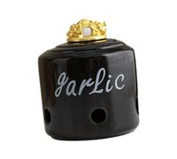 Wswqop Garlicière en Céramique Organisateur d'Ingrédients Pot de Conservation Aérée Pot à Ail avec Ventilation Rangement Hermétique Compact Adapté, Noir