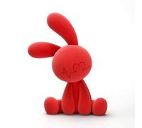 Wswqop Lapin Décoratif en Résine Statue Figurine Sculpture Ornement avec Surface Floquée Motif Battement de Cœur Style Moderne Matériau Résine Convenant au, Rouge