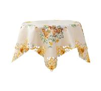 Wswqop Nappe de Pâques Brodée, Décoration de Table Ronde et Résistante, Idéale pour Les Fêtes de Pâques et Les Cadeaux de Pâques, 85x85cm