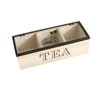 Wswqop Organisateur de Sachets de Thé, Porte-sachets de Thé, Couvercle En Verre Transparent, Séparateur, Solution de Nettoyage pour Bois, Convient pour.., 3 grilles 22,5 x 8,5 x 7 cm