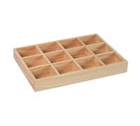 Wswqop Organiseur de Tiroir En Bois avec 12 Sections 13,2 X 9,4 X 1,8 Pouces Rectangulaire pour Accessoires de Bureau à Domicile Plateau de Présentation, Brun clair