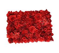 Wswqop Panneau Hydrangea Mur Floral Décoratif Panneau Fleurs Artificielles Soie Structure Compacte Facile à Assembler Adapté Aux Mariages Fêtes Chambres Salo, Rouge, 60cm x 40cm (L x L)