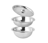 Wswqop Passoire de Cuisine En Acier Inoxydable avec Bol Mélangeur, Récipient de Rangement, Couvercle Hermétique et Panier Amovible - Idéale pour Laver, égout, 22 cm