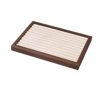 Wswqop Plateau à Bagues Présentoir Plateau Porte Bagues Présentoir à Bijoux Rangement Coffret de Rangement avec Doublure en Flanelle pour Femmes et Maman Ada, Beige, L