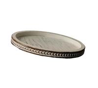 Wswqop Plateau Bois Plateau Rond Plateau Organisateur Plateau Présentoir Plateau Rustique Porte Bougie Fabriqué en Bois Naturel avec Texture, blanc