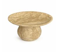Wswqop Plateau de Service en Marbre Plateau Présentoir Coupelle Pierre Polie Élégante et Résistante Format Ouvert pour Mise en Scène d'Objets Suitable pour, A10 YLW Travertine