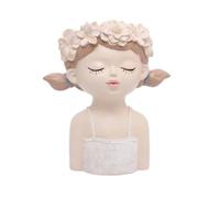 Wswqop Pot Nymphe Buste Tête Vase Fleur Sculpture Résine Finition Mate Fonctionnel pour Plantes Séché et Artificiel Compact Bureau Bibliothèque Maison, Pot De Fleurs Fée - Fée Aux Tresses Volantes