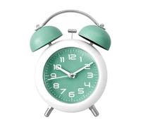 Wswqop Réveil Bureau Mécanique à Sonnerie Pieds Support Stables pour Gros Dormeurs Convient pour Routine Bureau Salle D Étu, Vert