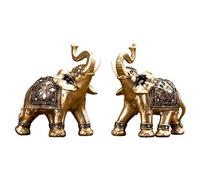 Wswqop Statue Éléphant Doré 2x Sculpture Fengshui Décoration de Voiture, Or