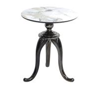 Wswqop Table D'appoint Ronde Plateau en Pierre Sinterisée Compact Table D'appoint Base Noire Brillante Stable BT Canapé pr Angle Lecture, Style C
