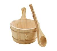 Wswqop Tonneau de Sauna En Bois de 4 Litres et Louche, Accessoires de Salle de Bain pour Saunas D'hôtels