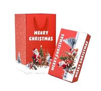Wsymxuo Coffret Cadeau de Noël, Présent pour Les Fêtes D'année, avec Sac Cadeau et Tirelire Rebondissante pour Anniversaire, Rouge 6 Pièces
