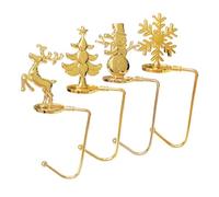 Wsymxuo Ensemble de 4 Porte-chaussettes pour Manteaux, Décorations de Noël, Cintres pour Bas de Noël, Cintres Métalliques, Facile à Installer, Convient à Une, or