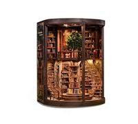 Wsymxuo Niche à Livres en Bois avec Éclairage LED Maquette Bibliothèque Miniature Créatif Angle Bibliothèque Ancien pour Adultes