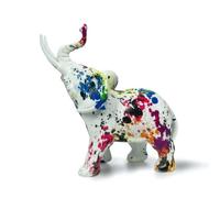 Wsymxuo Statuette D'éléphant En Résine Décoratif Statuette d’éléphant Élégant Décoration pour Bureau, Éléphant À Pois Blancs