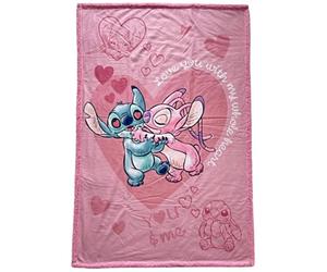 WT&T Couverture en sherpa bisou Stitch & Angel - 100 x 150 cm