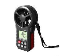 WT87A Anémomètre numérique portatif avec mesure de la température Grand écran LCD rétroéclairé pour test de ventilateur CVC Portée 0-30 m/s Boîtier compact en ABS Noir