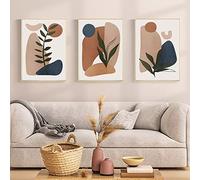 WTEVMAIY Abstrait GéOméTrie Minimaliste Feuille Verte BohêMe Toile tableau Peinture Murale Art Affiche Imprimer Des Images Sur Le Canapé Salon Chambre Decoration à La Maison Sans Cadre 50×70cm×3 Pcs