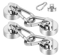 WTZWYFWJ 4 Pièces Aimant Neodyme Super Puissant 32mm, Mousqueton Magnétique Fort, 36 Kg Force De Traction De Crochets Aimantés,Crochet Magnetique Rotatifs à 360°,Pour Réfrigérateur, Cuisine, Casier
