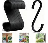WUBAYI Lot de 10 crochets en forme de S - Crochets en S en métal robuste pour suspendre des pots, des plantes, des outils dans la cuisine, le jardin, la maison (noir)