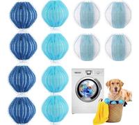 WUBAYI Lot de 12 boules anti-peluches pour machine à laver avec crochet - Accessoire de machine à laver - Réutilisables - Pour machine à laver et sèche-linge - Doux pour les vêtements - Bleu