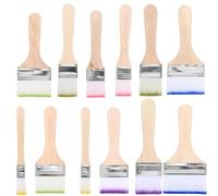 WUBAYI Lot de 12 pinceaux plats avec manche en bois pour peinture à l'huile, acrylique et aquarelle