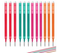 WUBAYI Lot de 12 recharges de stylo gel effaçables : 3 rouges, 3 vertes, 3 orange, 3 roses, hauteur 11 cm, compatible avec d'autres marques de recharge standard, pointe de 0,7 mm pour une écriture