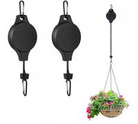 WUBAYI Lot de 2 crochets de poulie rétractables, crochet de corde réglable pour suspendre des pots de fleurs, système de levage à cliquet pour paniers et pots de fleurs