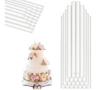 WUBAYI Lot de 24 chevilles à gâteau pour gâteaux à plusieurs niveaux, tiges de support en plastique, 24 cm de long, blanc, pour construction de gâteaux à plusieurs niveaux et support d'empilage