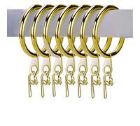 WUBAYI Lot de 50 anneaux et crochets en laiton pour rideaux et tringles, diamètre intérieur de 30 mm, anneaux de suspension et crochets en métal
