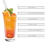 WUBAYI Lot de 6 pailles en verre réutilisables de 20 cm - Ensemble cadeau de pailles Aperol avec brosse de nettoyage, pailles écologiques pour cocktails et boissons
