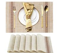 WUBAYI Lot de 6 sets de table en vinyle tissé - Résistants à la chaleur et aux taches - Antidérapants - Isolation thermique - Sets de table lavables et durables - Élégants pour cuisine, salle à manger