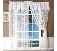 WUBODTI Lot de 2 Rideaux en Dentelle Blanche de 183 cm avec cantonnières, Rideaux Transparents brodés à Fleurs et Rideaux avec Passe-Tringle, cantonnière Victorienne pour Salon, Chambre à Coucher