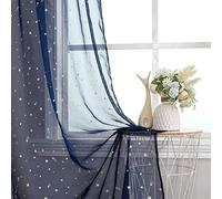 WUBODTI Lot de 2 rideaux transparents bleu marine pour fenêtre de chambre de garçon, salon, chambre d'enfant, beau voile filtrant la lumière, rideaux et draperies de chambre à coucher, 99,1 x 200,7 cm