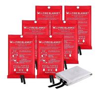 wucgea Couverture Anti feu de Survie - Couverture Anti-feu en Fibre de Verre d'urgence pour la Survie Protection Ignifuge et Isolation Thermique 1m x 1m Applicable à Cuisine Barbecue Voiture - 6 Pack