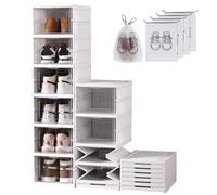 Wuciray Boite a Chaussure Transparente Rangement Chaussures Pliable Solide Etagere Chaussure Pour Pointure EU 45 Casier Organisateur Chaussures Folding Shoe Boxes 6pcs avec Couvercles Blanche