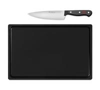 Wüsthof Gourmet Ensemble comprenant 1 couteau de cuisine et 1 planche à découper, noir