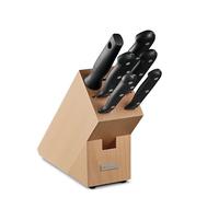 Wüsthof Messerblock Gourmet (1095070601), Massif Holzblock, Helle Buche, Küchenmesser Set INKL. 5 Kochmesser und 1 Wetzstahl, Bois
