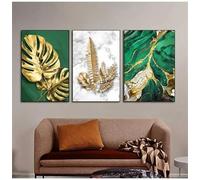 WUHBCZ 3 Images Set-Affiche Abstraite Vintage sur Toile Imprimée sur Feuille D'Or Écaille de Tortue Bambou Texture Marbre pour la Décoration de Votre Salon Ou Chambre-50x75cm (sans cadre)