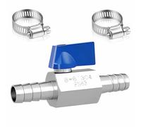Wuhmhm Robinet à Bille en Acier Inoxydable de 8MM, Robinet de Carburant De 8 Mm Avec 2 Colliers de Serrage, Vanne D'ArrêT à Bille à Joint Pagode Pour Eau, Gaz, Huile, Carburant, Raccord de Jardin