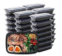 WUHUIXOZ Lot de 50 boîtes à repas de 946 ml avec couvercles, boîtes à bento jetables en plastique réutilisables, sans BPA, passent au micro-ondes, au lave-vaisselle et au congélateur