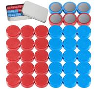 Wukong 36 Pièces Frigo Aimant Bleu + Rouge, Rond Magnet pour Tableau Blanc en 2 Couleurs, Tableau Blanc, Salle de ureau, Casiers Ø 20 mm, 8mm d'épaisseur