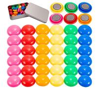 Wukong 42 Pièces Frigo Aimant, Petits Magnet pour Tableau Blanc en 6 Couleurs, Tableau Blanc, Salle de ureau, Casiers Ø 20 mm, 8mm d'épaisseur