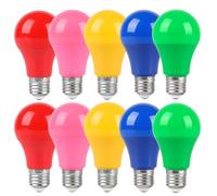 WULUN 10 Pack Ampoules Colorées E27 Ampoule LED 3W, A60 Ampoules Colorées Extérieur, Pour Lumières de Fées, Fête, Décoration de Noël, Rouge Jaune Bleu Vert Rose