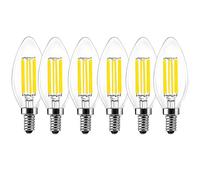 WULUN Ampoule LED E14, 6W Dimmable Ampoule Led E14 Blanc Froid 6500K 600Lm, 6W Ampoule Led Flamme=40W Incandescence, C35 Ampoule E14 LED Filament Vintage Intérieur Décor Lustre Plafonnier Lot de 6