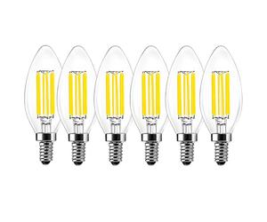 WULUN Ampoule LED E14, 6W Dimmable Ampoule Led E14 Blanc Froid 6500K 600Lm, 6W Ampoule Led Flamme=40W Incandescence, C35 Ampoule E14 LED Filament Vintage Intérieur Décor Lustre Plafonnier Lot de 6