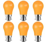 WULUN B22 Ampoule LED Couleur, A50 Piriforme, 3W équivalent 30W lampe halogène, B22 LED Baïonnette, AC 220V, Pour Mariage, Noël, fête, décoration de bar, Orange, 6 Pcs